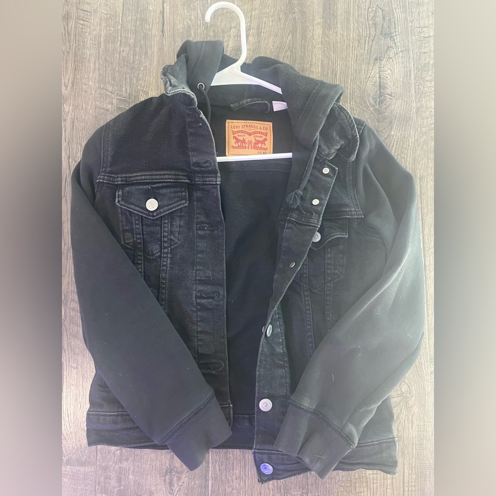 Levi's Black Denim Jacket with Hood